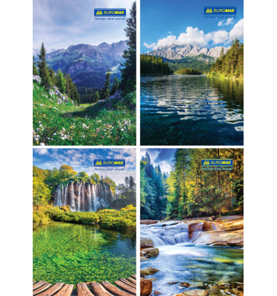 Книга канцелярская ПРИРОДА, JOBMAX, А4, 96 л., клетка, тверая ламинированная обл., ассорти ( BM.2430