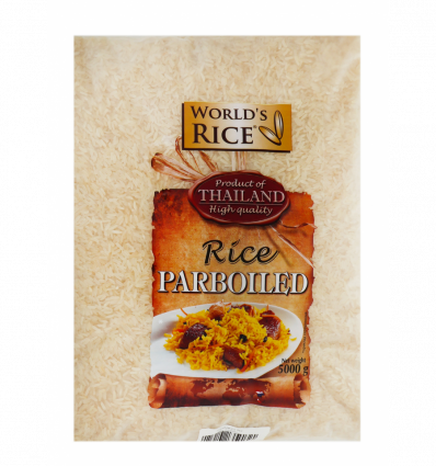 Рис World`s Rice Парбоілд шліфований довгозернистий пропарений 5000г