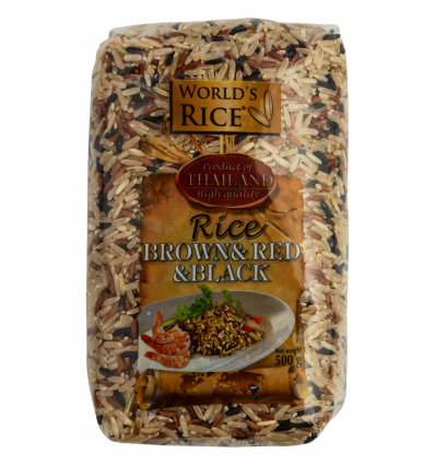 Рис натуральный черный красный World`s Rice 500г