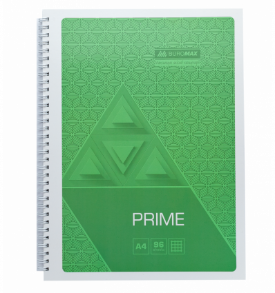 Тетрадь для записей PRIME, А4, 96 л., клетка, картонная обложка, салатовая