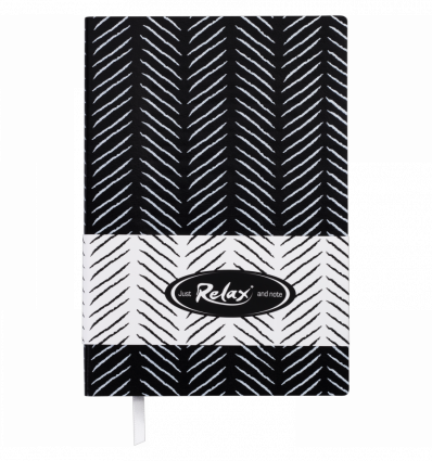 Блокнот деловой RELAX, А5, 96 л., линия, черный, иск.кожа