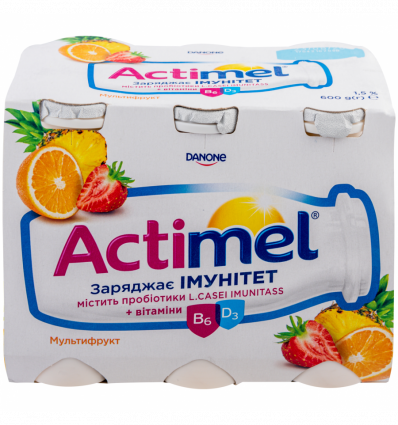 Продукт кисломолочний Actimel мультифрукт 1,5% 100г