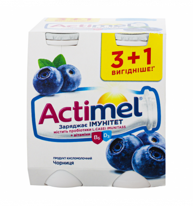 Продукт кисломолочний Actimel Чорниця 1.5% 4*100г/уп