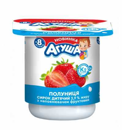 Сирок Агуша Дитячий Полуниця з 8 місяців 3.9% 100г