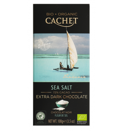 Шоколад Cachet Organic чорний з морською сіллю 100г