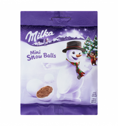 Шоколад Milka Mini Snow Balls молочний в формі кулі 100г