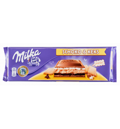Шоколад Milka молочный с печеньем и сливочной начинкой 300г