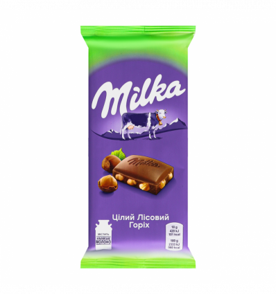 Шоколад Milka молочный с целым лесным орехом 90г