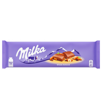 Шоколад Milka молочний з цілим мигдалем 185г