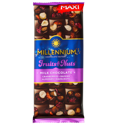 Шоколад Millennium Fruits & Nuts молочный клюква 140г