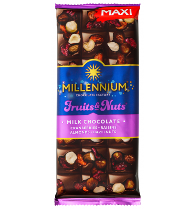 Шоколад Millennium Fruits&Nuts молочний журавлина 140г