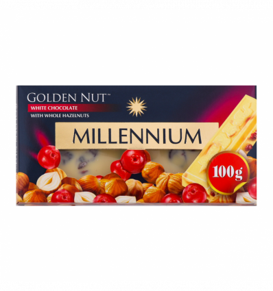 Шоколад Millennium Golden Nut білий з лісовими горіхам 100г