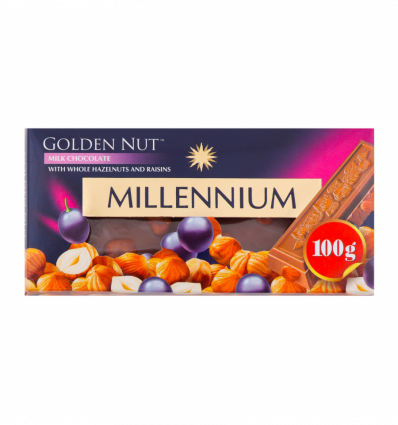 Шоколад Millennium Golden Nut з горіхами-родзинками 100г