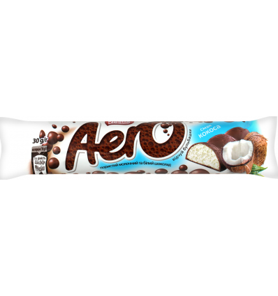 Шоколад Nestle Aero порист молочный и белый вкус кокоса 30г