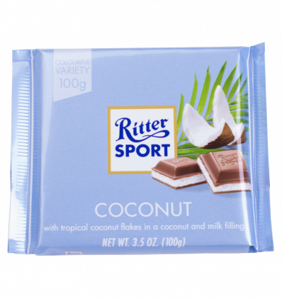 Шоколад Ritter Sport молочний з начинкою кокос 100г