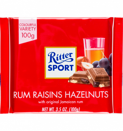 Шоколад Ritter Sport молочний з ямайським ромом 100г