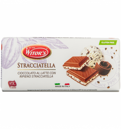 Шоколад Witor`s Stracciatella молочний з кремовой начинкой 100г