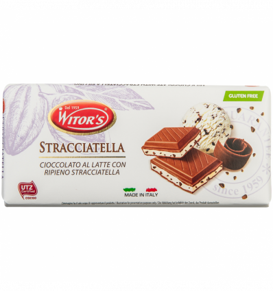 Шоколад Witor`s Stracciatella молочний з кремовою начинкою 100г