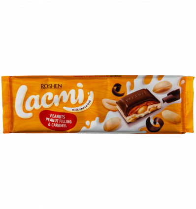 Шоколад молочний Roshen Lacmi Арахіс і карамель 295г
