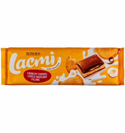 Шоколад молочний Roshen Lacmi горіхова начинка з печивом 290г