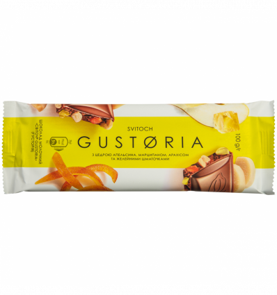 Шоколад Світоч Gustoria молочний з цедрою апельсина 32% 100г
