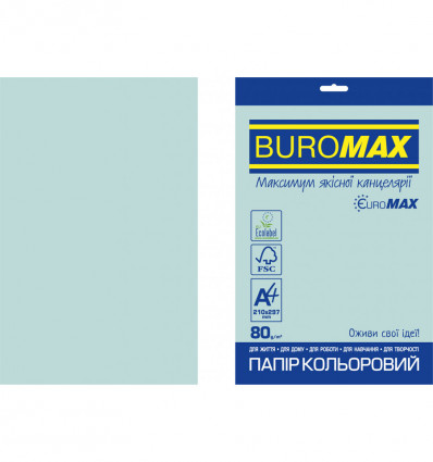 Кольоровий папір BUROMAX PASTEL блакитний А4 80г/м² 20арк (BM.2721220E-14)