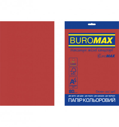 Цветная бумага BUROMAX INTENSIVE красная А4 80г/м² 20л (BM.2721320E-05)