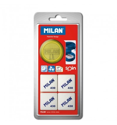 Набір: гумки Milan (4 шт). і точилка SPIN