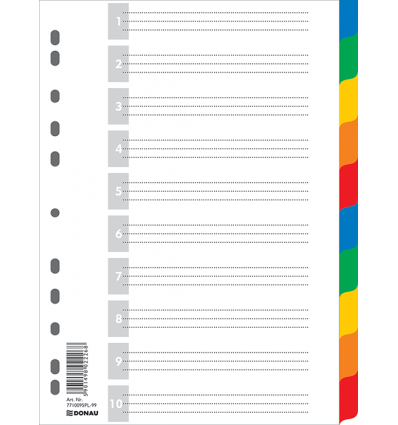 Цифровий індекс - розділювач А4, 1-10, кольоровий, з аркушом опису