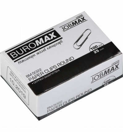 Скрепки оцинкованные, JOBMAX, 25 мм, круглые, 100 шт., в карт.упаковке ( BM.5022 )
