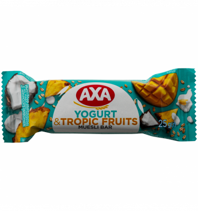 Батончик Axa зерновий смак йогурту та тропічних фруктів 25г
