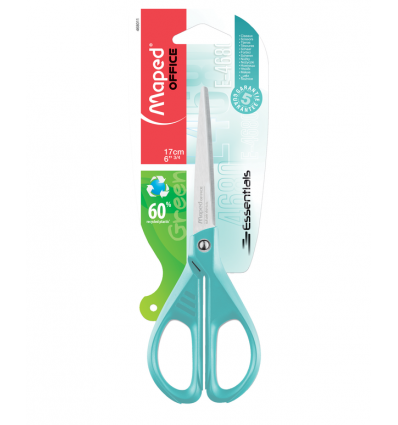 Ножницы офисные ESSENTIALS GREEN 170мм, блистер, голубой ( MP.468011 )