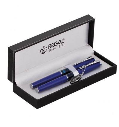 Комплект (R82220.L.RF) з пір'яний ручки і ручки-роллера в подарунковому футлярі СИНІЙ REGAL