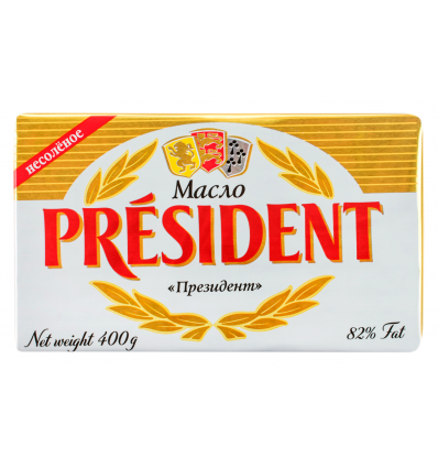 Масло President кисловершкове несолоне 82% 400г