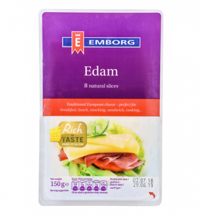 Сыр Emborg Edam нарезанный твердый 40% 150г