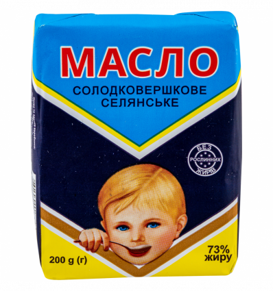 Масло Первомайский МКК Крестьянское сладкосливочное 73% 200г