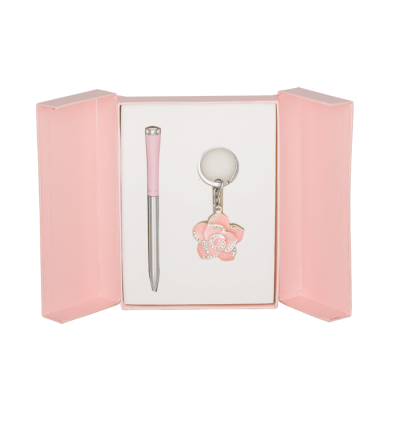 Набор подарочный Rose: ручка шариковая + брелок, розовый