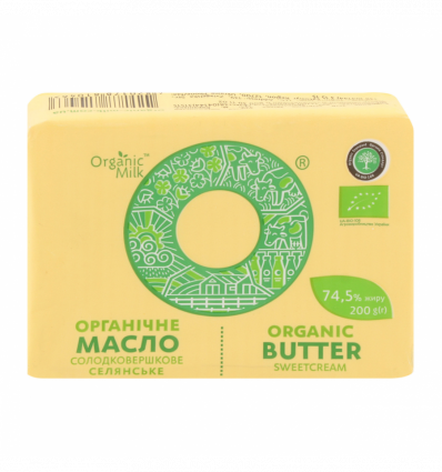 Масло Organic Milk Крестьянское сладкосливочное 74.5% 200г