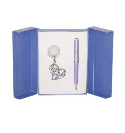 Набір подарунковий Heart: ручка кулькова + брелок, фіолетовий