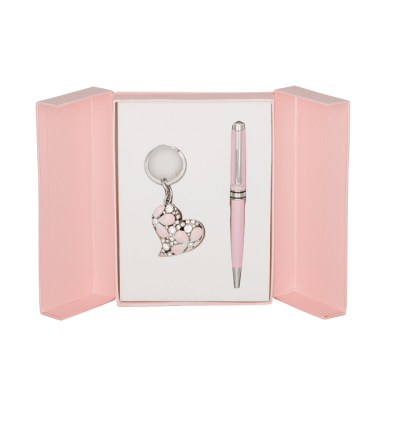 Набор подарочный Heart: ручка шариковая + брелок, розовый