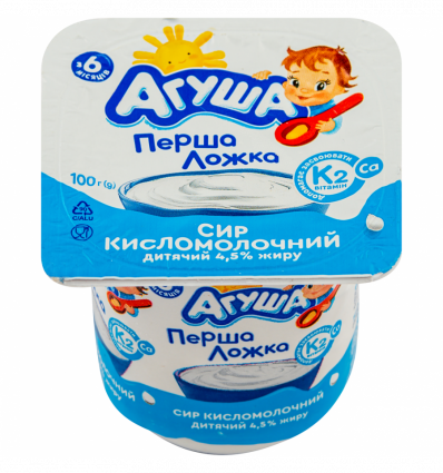 Сир кисломолочний Агуша для дітей від 6 місяців 4,5% 100г
