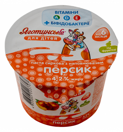 Паста творожная Яготинське для дітей персик 4,2% 100г