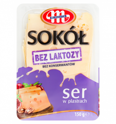 Сыр Mlekovita Sokol без лактозы твердый сычужный 45% 150г