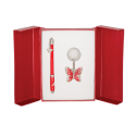 Набір подарунковий Butterfly: ручка кулькова + брелок, червоний