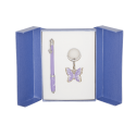 Набір подарунковий Butterfly: ручка кулькова + брелок, фіолетовий