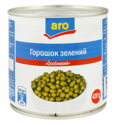 Горошок Aro Особливий зелений консервований 420г