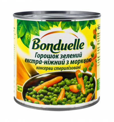 Горошок Bonduelle зелений екстра-ніжний з морквою 400гр