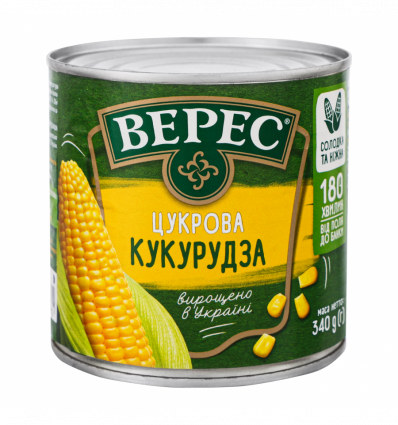 Кукурудза Верес цукрова консервована з цілих зерен 340г