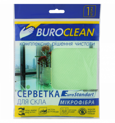 Серветка для скла, мікрофібра, BuroClean EuroStandart 30х30 см
