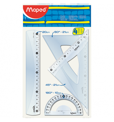 Набор линеек ESSENTIALS Medium 20см., 4предмета, прозрачный ( MP.242820 )